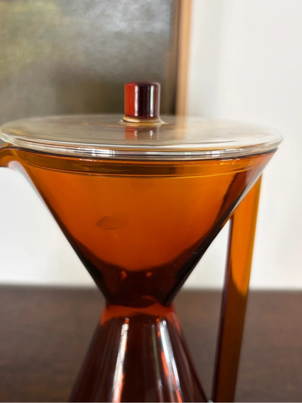 YIELD Amber Glass Pour Over Coffee Carafe • Mid Century Modern